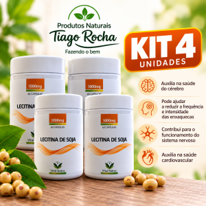 Kit 4 Unidades Lecitina de Soja 1000mg 60 cáps.
