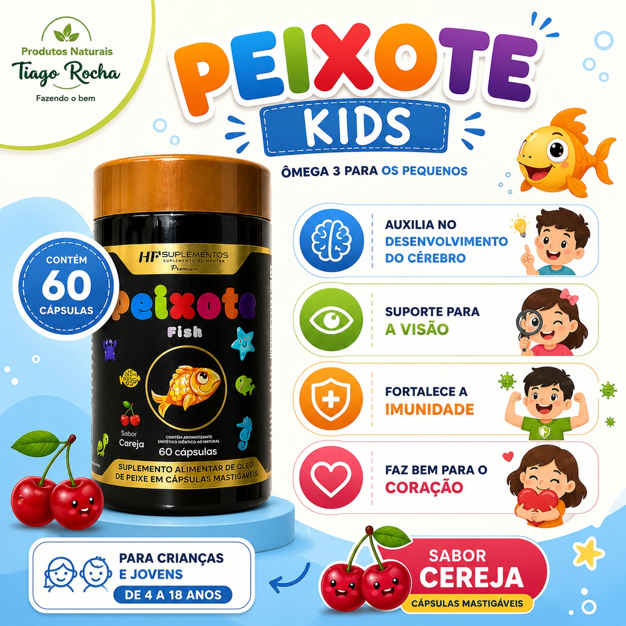 Ômega 3 Infantil Peixote 800mg 60 Cápsulas Mastigáveis