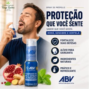 Spray de Própolis com Mel - Sabor Romã, Gengibre e Hortelã 35ml