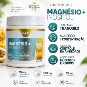 Magnésio + Inositol – Sabor Maracujá 246g 41 Porções