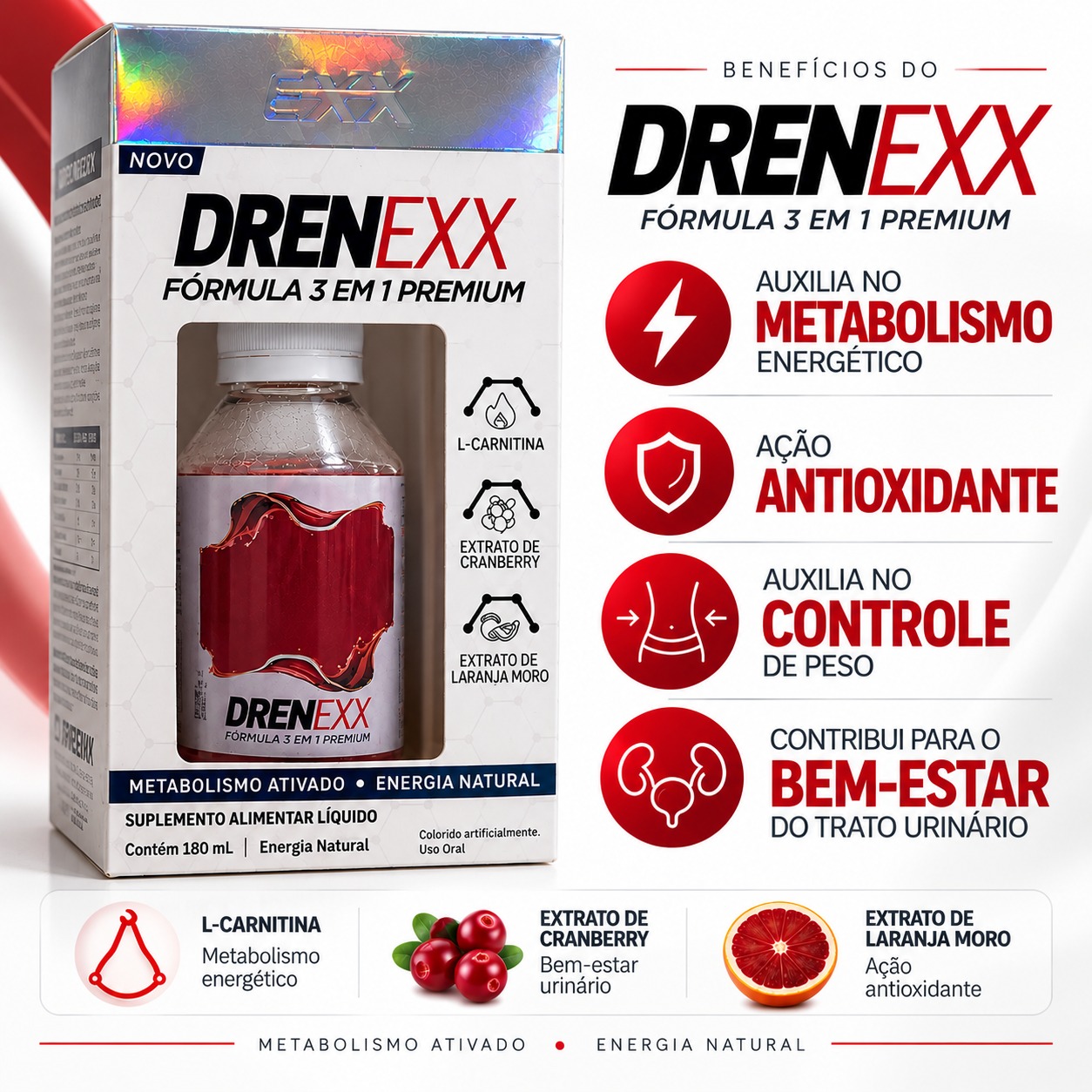 DRENEXX – Fórmula 3 em 1 Premium 180 ml