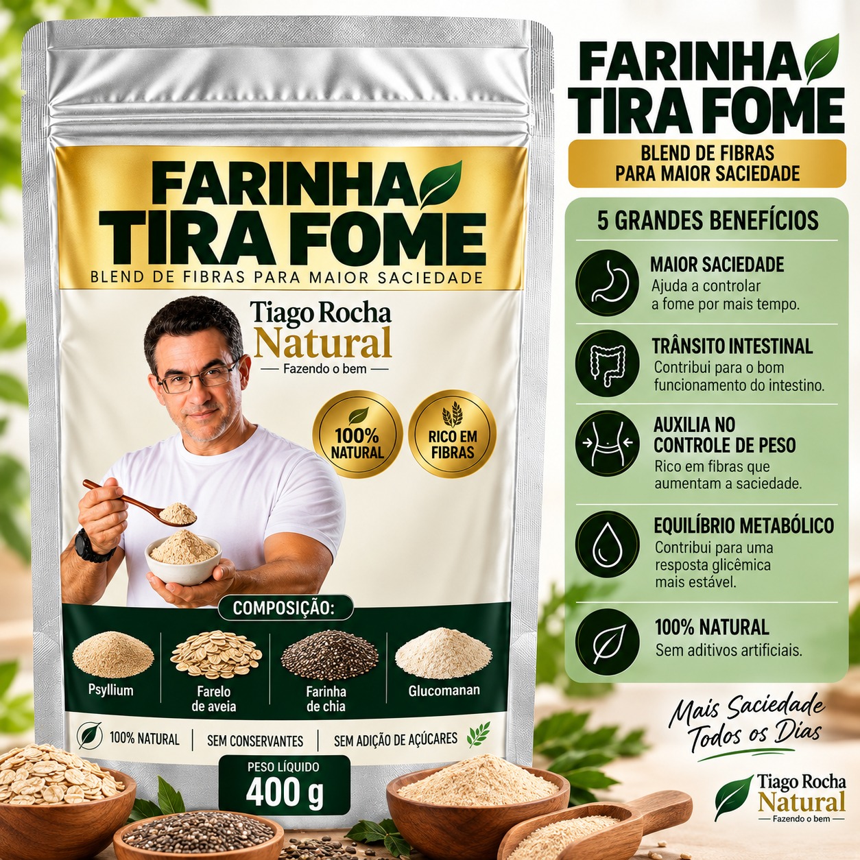 Farinha Tira Fome Tiago Rocha 400g Mounjaro Natural