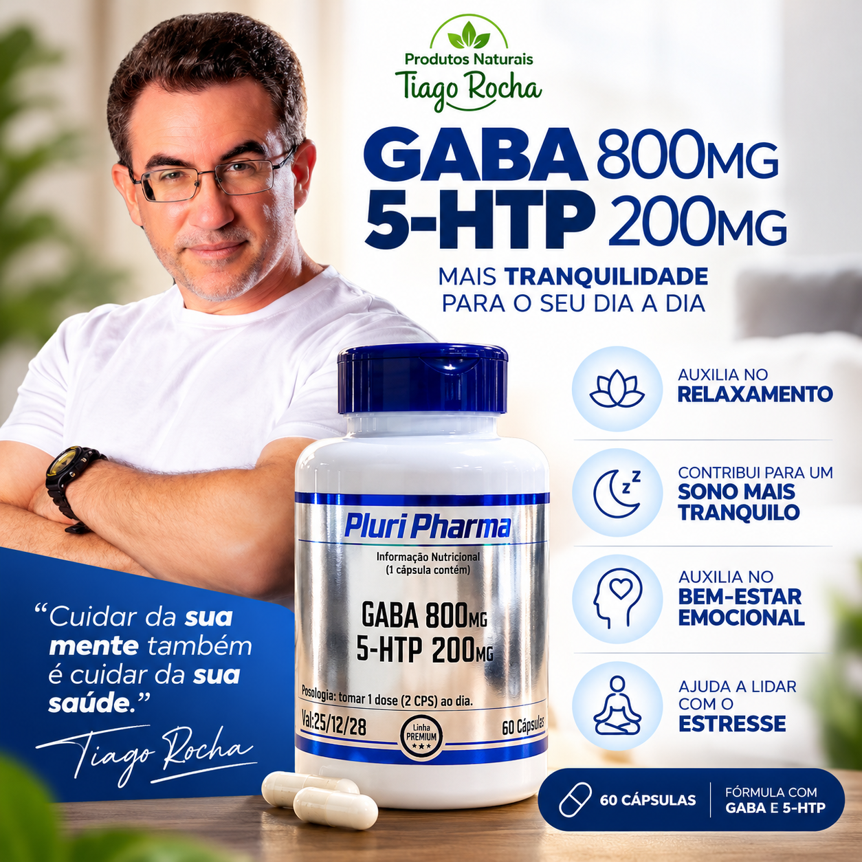 GABA 800mg 5HTP 200mg Sono e humor - Imagem 2