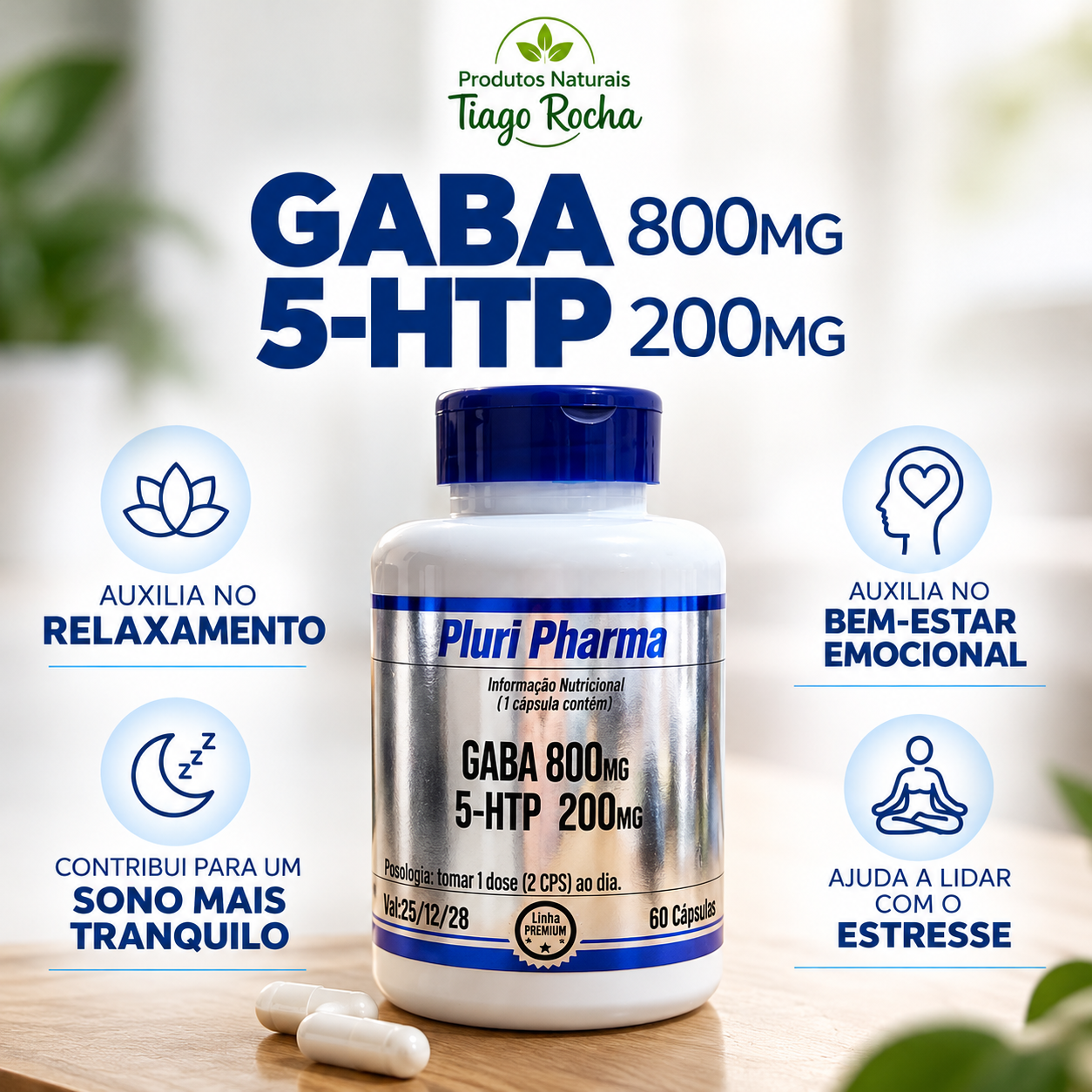 GABA 800mg 5HTP 200mg Sono e humor - Imagem 3