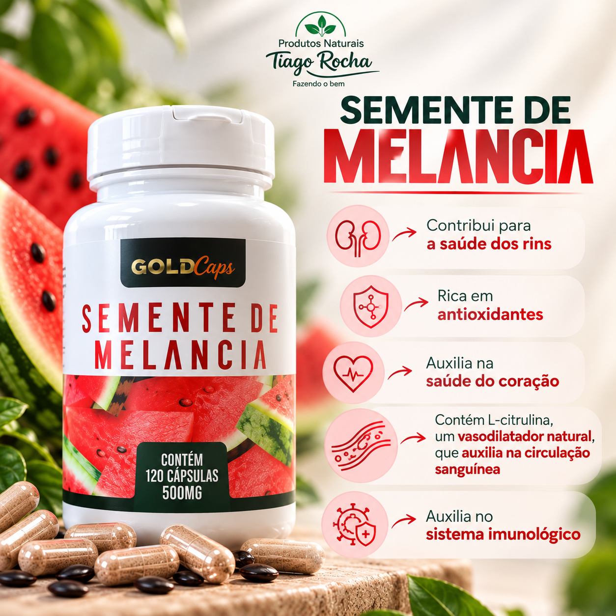 Semente de Melancia 500 mg 120 cáps.