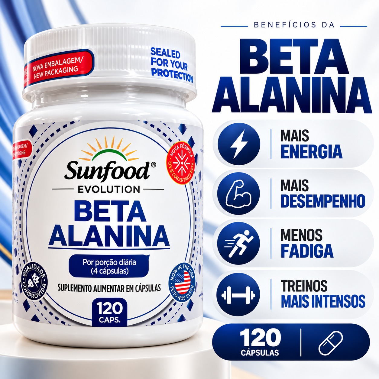 Beta-Alanina 1200mg 120 cáps.