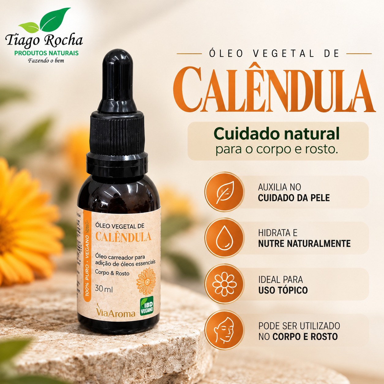 Óleo Vegetal de Calêndula – Hidratação, Nutrição e Cuidado Natural da Pele 30ml