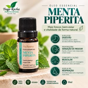 Óleo Essencial de Menta Piperita – Frescor, Respiração, Conforto Muscular e Bem-Estar 10ml