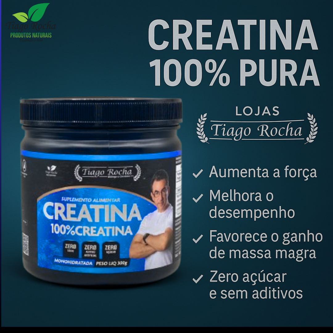 Creatina Monohidratada % Pura 1ª linha Tiago Rocha 300g