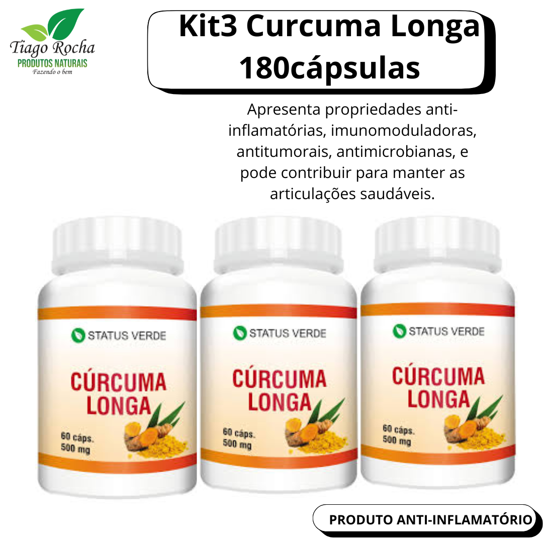 Kit3 Cúrcuma Longa 180 Cáps 500mg