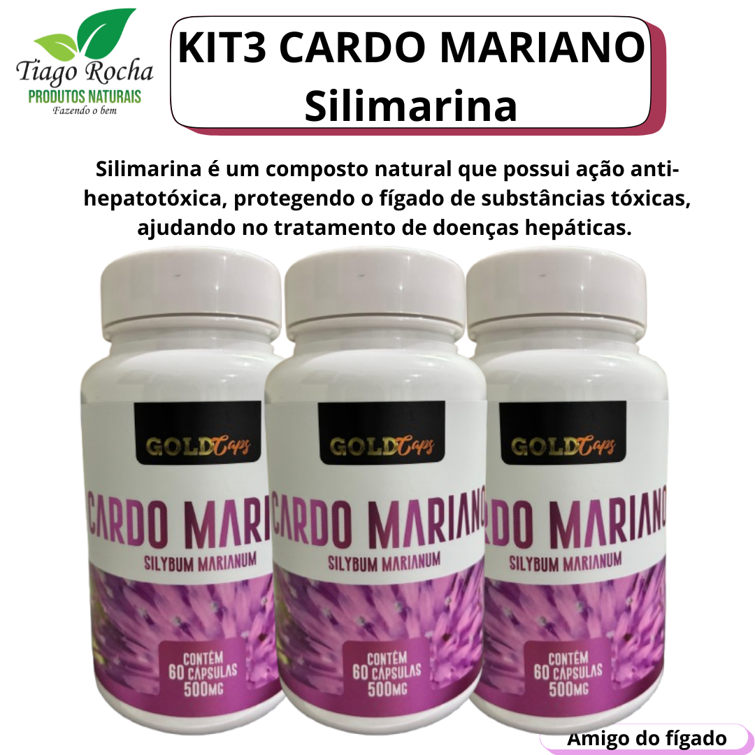 Kit3 potes Cardo Santo Mariano Fígado 180 Cápsulas