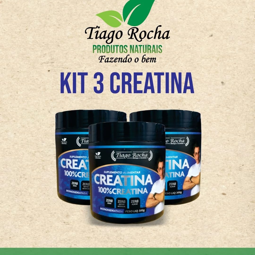 kit3 potes Creatina Tiago Rocha 300g cada