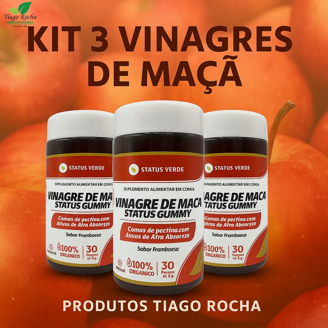 Kit3 Vinagre de Maça orgânico 90 gomas