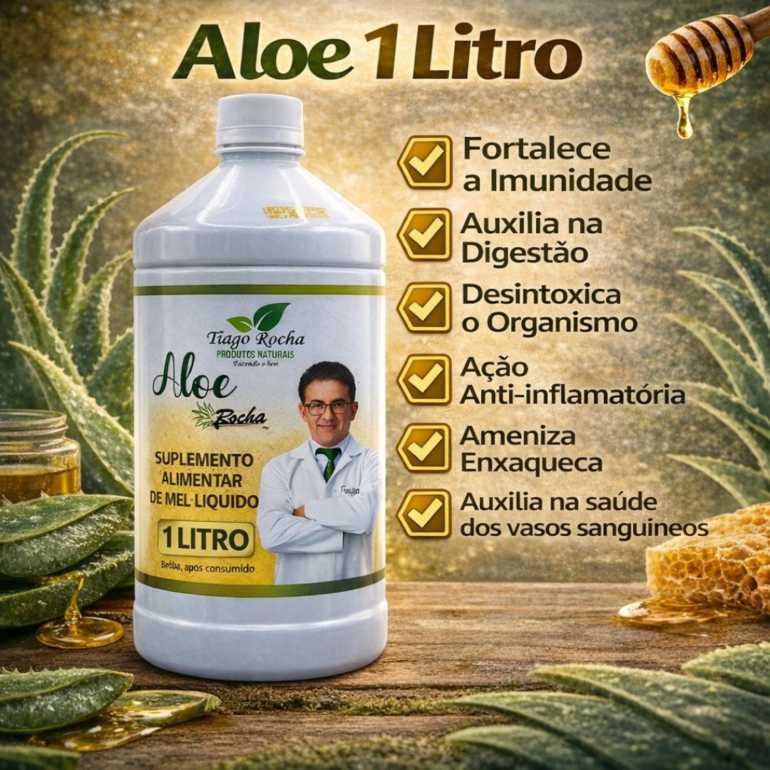 Poderoso Suco Gel Babosa Aloe Vera c MEL Tiago Rocha 1L
