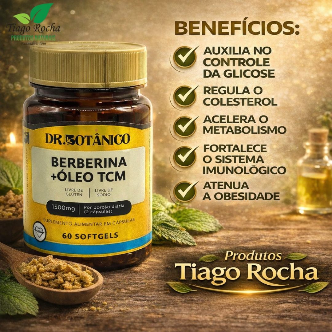 Emagrecedor Berberina com óleo TCM 60 cápsulas