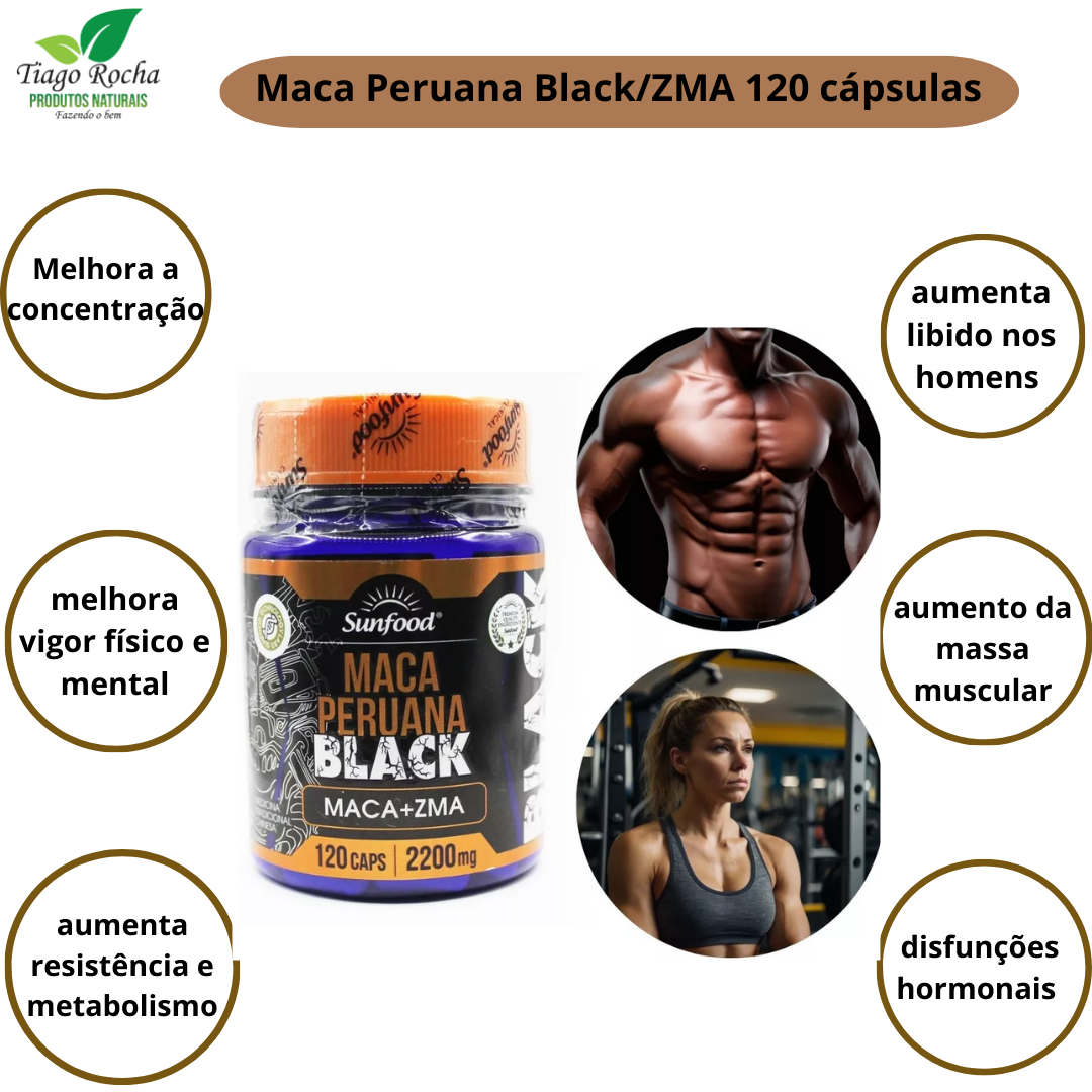 Maca Peruana Black 120 cápsulas c/ZMA